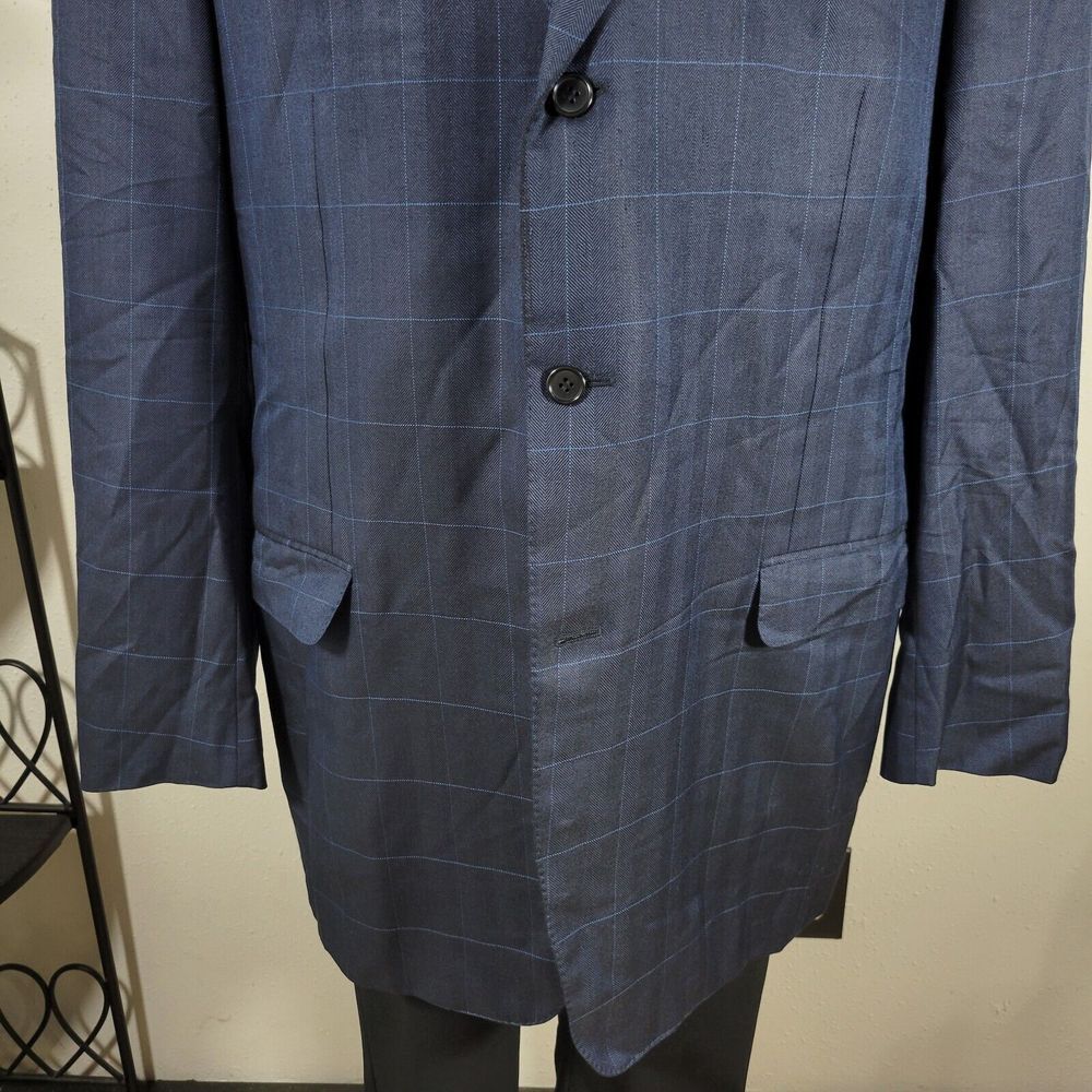 Canali‎ AL13320/00 Men's Sport Coat Blazer Two Button Navy Plaid Silk Wool 52XL - Picture 10 of 16
